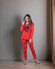 Ladies Soft Cotton Jersey PjSet (Red Heart)