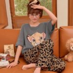 Ladies soft cotton jersey Pj set (tiger print)