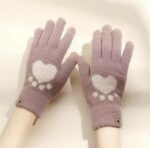 Ladies TouchScreen Heart Plush Gloves/Mittens