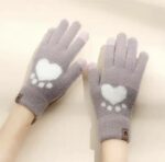 Ladies TouchScreen Heart Plush Gloves/Mittens