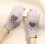 Ladies TouchScreen Heart Plush Gloves/Mittens