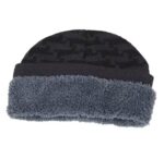 Unisex Skiing Warm Knitted Contrasting Cap with Fleece/Velvet inside